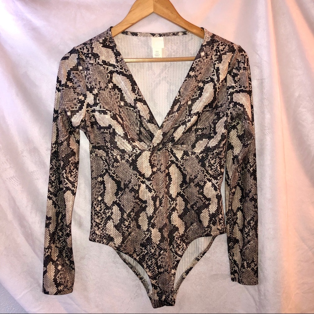 Long Sleeve Snakeskin Bodysuit
